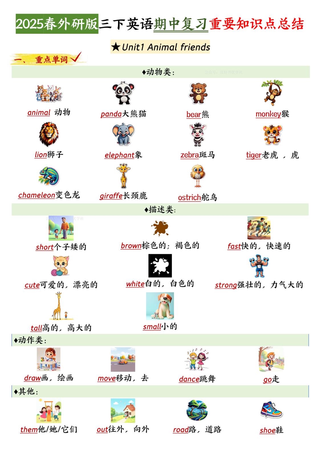 三下英语外研期中知识清单2-墨痕学科