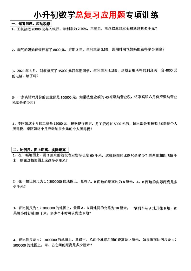 小升初数学【总复习应用题】-墨痕学科