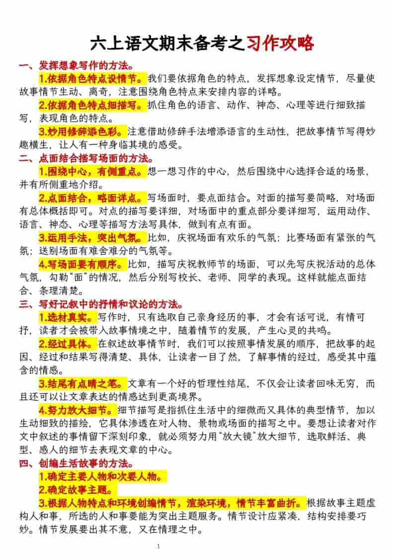 六上语文期末备考之习作攻略-墨痕学科