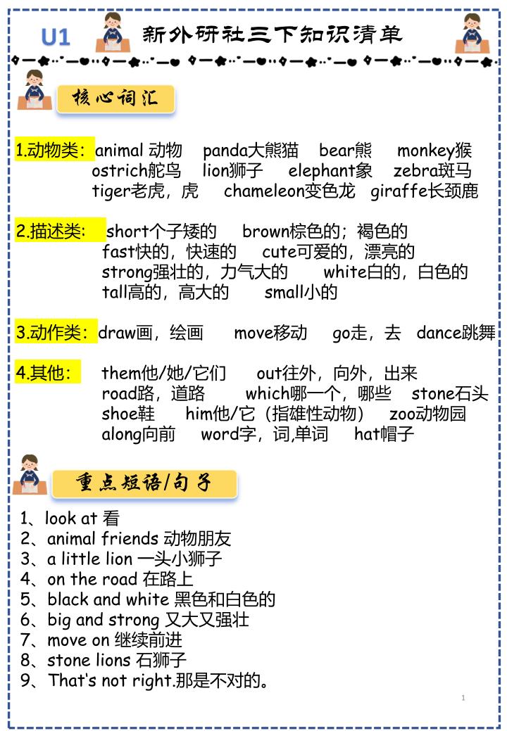 三下外研版英语知识点清单12页-墨痕学科