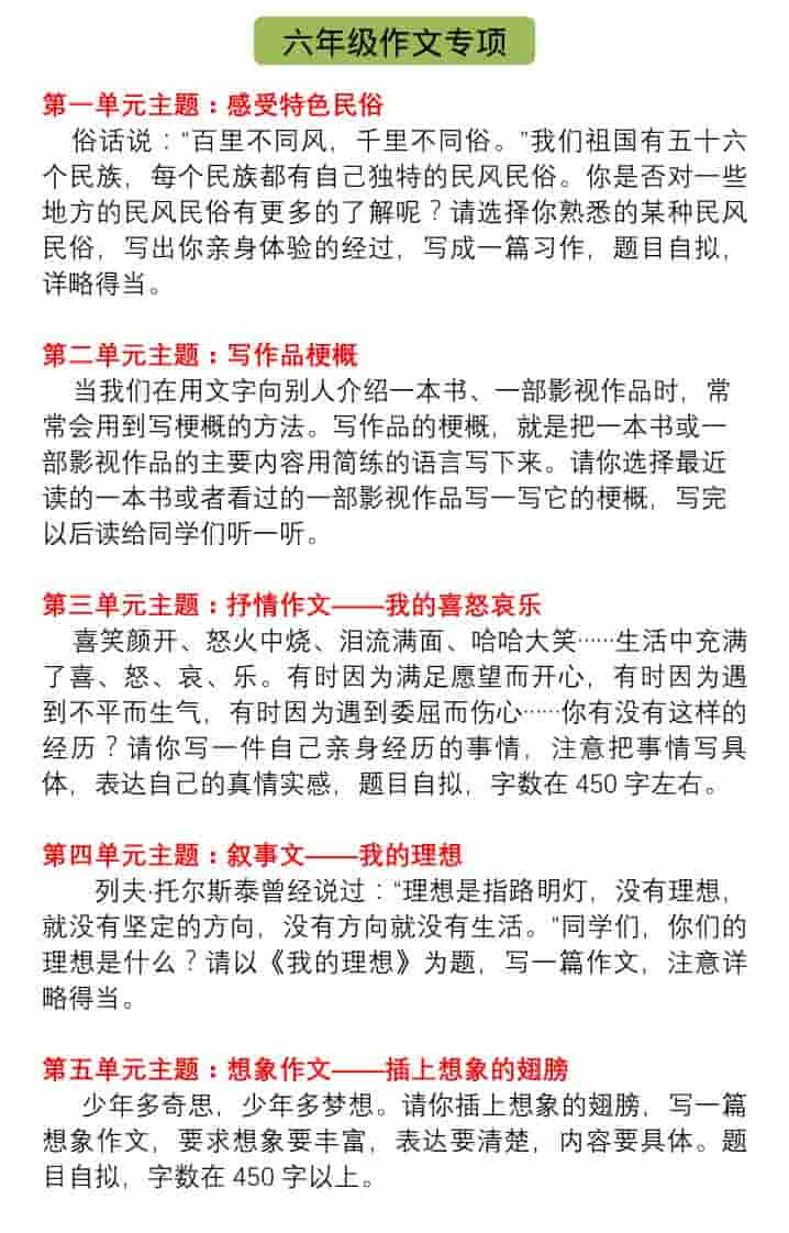 六年级下语文单元习作指导+精选范文-墨痕学科