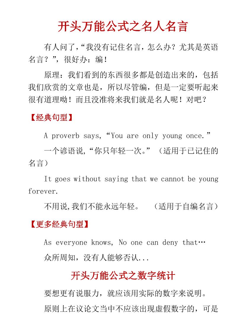 六年级下英语小学高分作文万能公式-墨痕学科