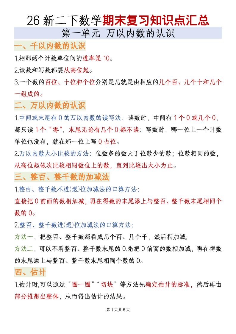 二年级下数学全册必备知识点汇总《青岛五四版》-墨痕学科