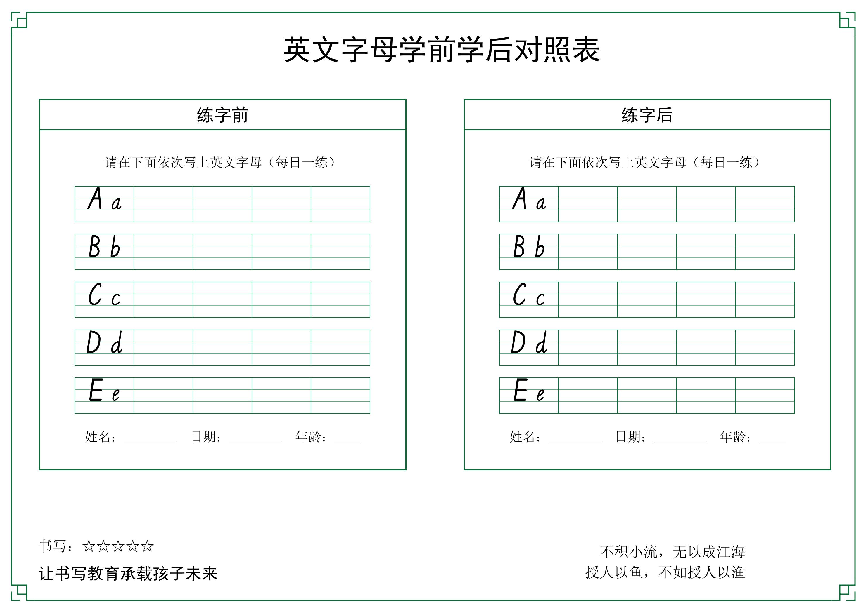 三上英语26个英文字母手写体字帖9-18-墨痕学科